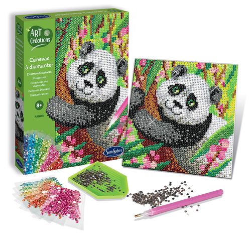 Jeu Créatif SentoSphère Canevas à Diamanter Panda – Création à Base de Mini Strass