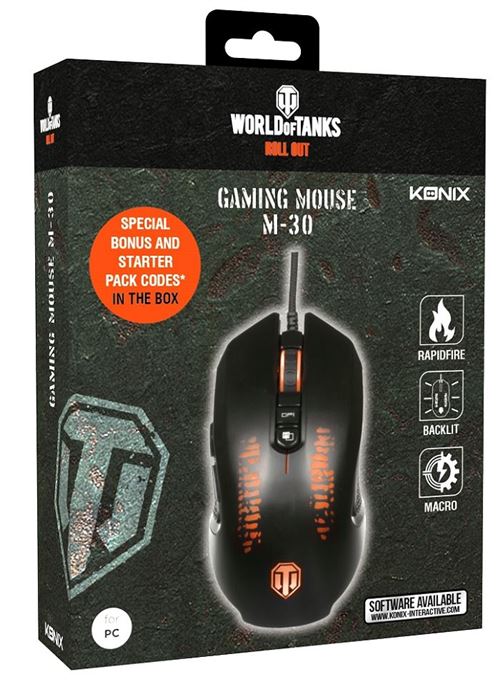 Souris Gaming Konix World of Tanks M-30 Shooter Noir et Orange
