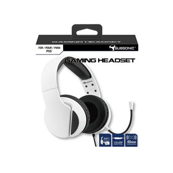 Micro Casque Gaming Filaire Subsonic pour console PS5 Blanc