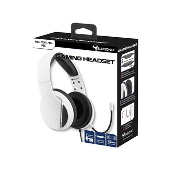 Micro Casque Gaming Filaire Subsonic pour console PS5 Blanc