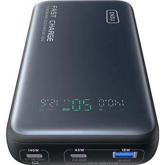 Batterie externe Iniu Powerbank 140 W Leopard Power avec 2 USB-C +1 USB-A 25000 mAh Noir