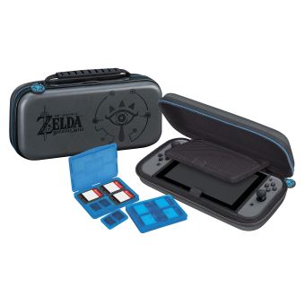 Pochette de transport BigBen Deluxe Officielle The Legend of Zelda Breath of the Wild Noir pour Nintendo Switch + 2 boîtes de rangement pour jeux + 2 boîtes de rangement pour cartes Micro SD