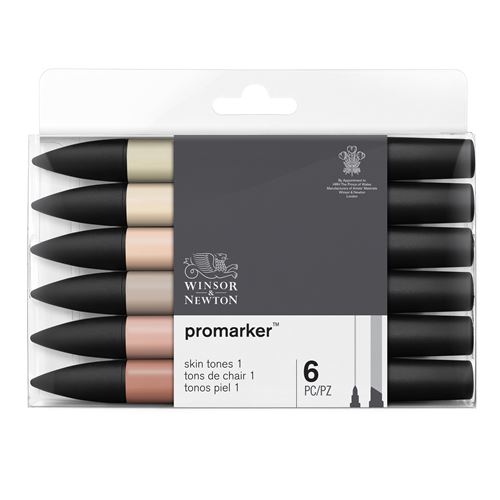 Winsor & Newton Pack 6 Viltstiften Promarker Huidskleur