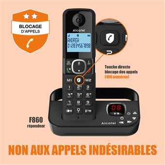 Téléphone fixe sans fil Alcatel F860 Voice Duo Noir