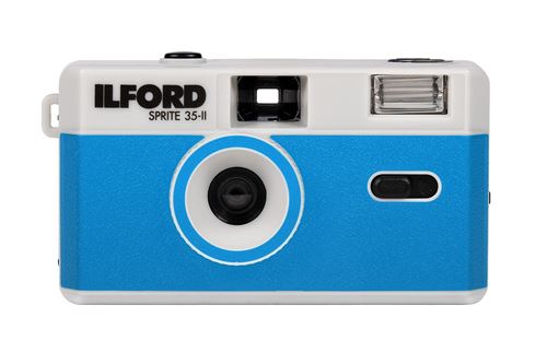 Appareil photo argentique compact 24x36 Ilford Sprite II Argent et bleu - Réutilisable