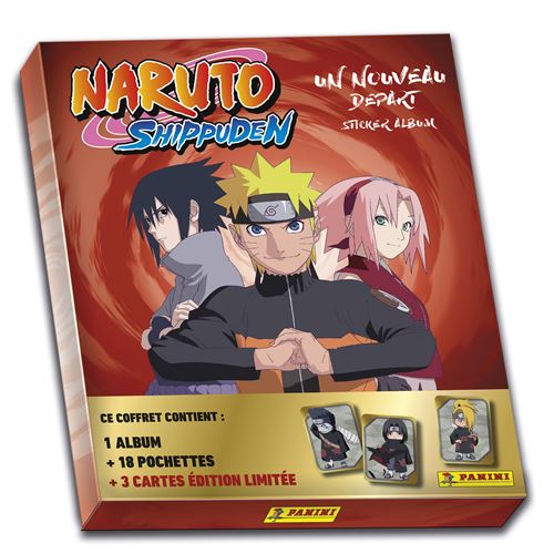 Carte à collectionner Panini Naruto Shippuden Coffret Album avec 18 pochettes et 3 cartes Édition Limitée