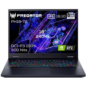PC portable gaming Acer Predator Helios Neo 18 AI PHN18-72-99MT 18" Intel® Core™ Ultra 9 32 Go RAM 1 To SSD nVidia GeForce RTX™ 5070