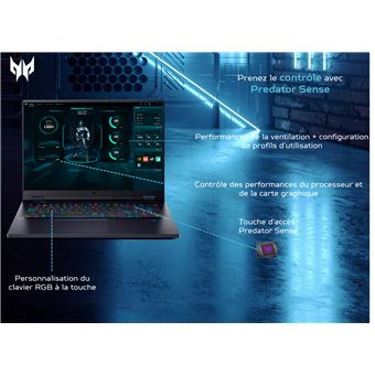 PC portable gaming Acer Predator Helios Neo 18 AI PHN18-72-99MT 18" Intel® Core™ Ultra 9 32 Go RAM 1 To SSD nVidia GeForce RTX™ 5070
