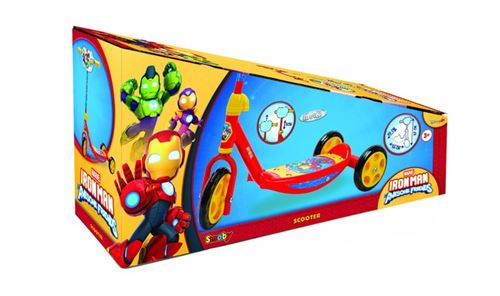 Trottinette 3?roues Smoby Iron Man guidon réglable 67 cm plateau antidérapant Jaune Neuf - vue 3