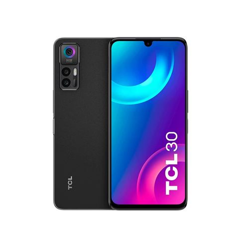 TCL 30 - 4G smartphone - dual-SIM - RAM 4 GB / Internal Memory 64 GB - microSD slot - OLED-scherm - 6.7 - 2400 x 1080 pixels (60 Hz) - 3x achtercamera's 50 MP, 2 MP, 2 MP - front camera 8 MP - tech zwart