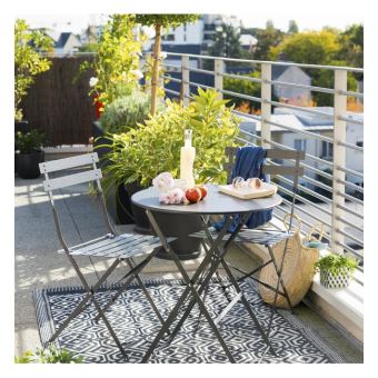 Table de jardin Hespéride Camargue ronde Graphique Mat Gris