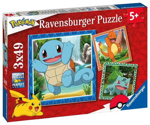 Puzzles 3x49 pièces : Pikachu Dracaufeu et Evoli Ravensburger France - vue 10