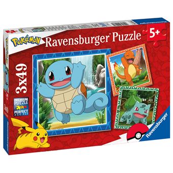 Puzzle pour enfants 3 x 49 pièces Pokémon - Salameche Bulbizarre et Carapuce 3 posters inclus