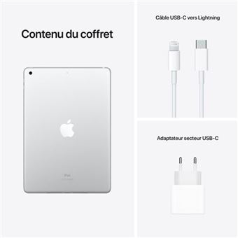 Apple iPad 10,2" Puce A13 Bionic 64 Go Argent Wifi 9ème génération 2021