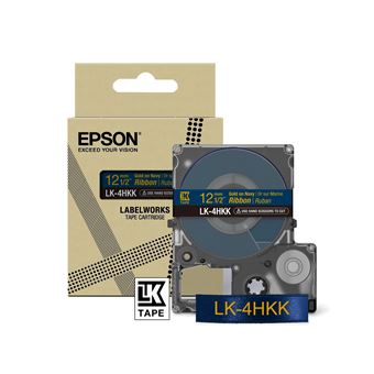 Epson LabelWorks LK-4HKK - Satin - gold on navy - Rouleau (1,2 cm x 5 m) 1 cassette(s) bande de ruban - pour LabelWorks LW-1000, 300, 400, 600, 700, 900, K400, Z5000, Z5010, Z700, Z710, Z900