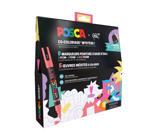 Marqueur à pigment set de 8 'coloriage mystère'