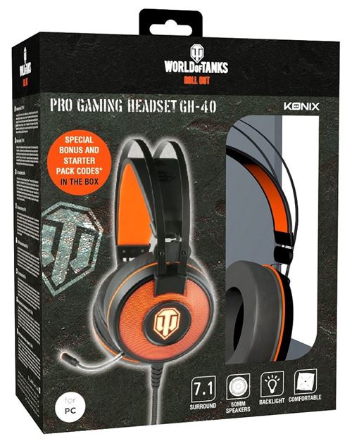Micro-casque Gaming Konix World of Tanks GH-40 Noir et Orange