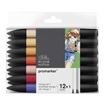 Set de 12 feutres Winsor & Newton Promarker Manga avec 1 blender