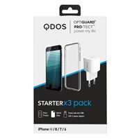 Pack Coque + Protection écran + chargeur secteur pour iPhone SE / 8 / 7 / 6 QDOS