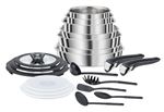 Set 20 pièces Poêles et Casseroles Seb Compact L953SK04 Inox