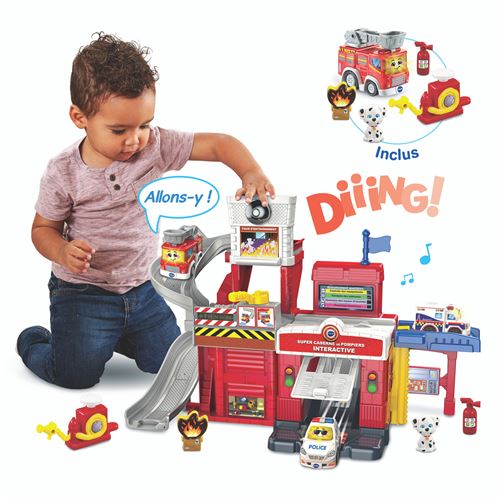 Circuit de Voiture VTech 80-543005 – Tut Tut Bolides Série Pro Caserne de Pompiers