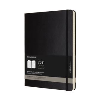 Agenda 2021 semainier Moleskine Verticale Pro Rigide très grand format Noir