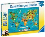 Puzzle 150 pièces XXL Ravensburger La carte du monde des animaux