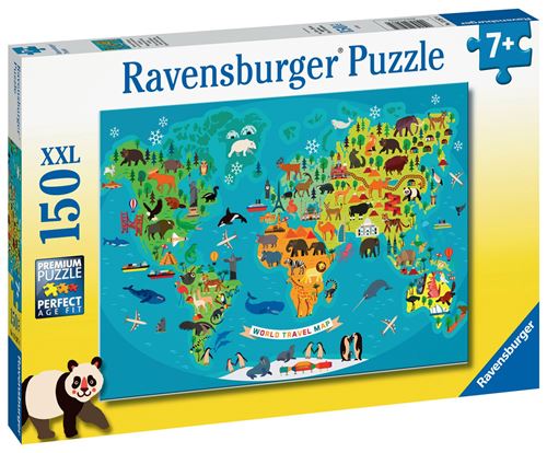 Puzzle 150 pièces XXL Ravensburger La carte du monde des animaux