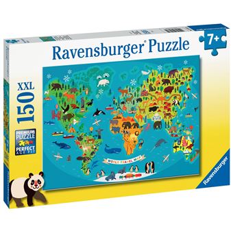 Puzzle 150 pièces XXL Ravensburger La carte du monde des animaux