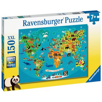 150-delige XXL Ravensburger Animal wereldkaart puzzel - 1