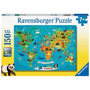 Puzzle 150 pièces XXL Ravensburger La carte du monde des animaux