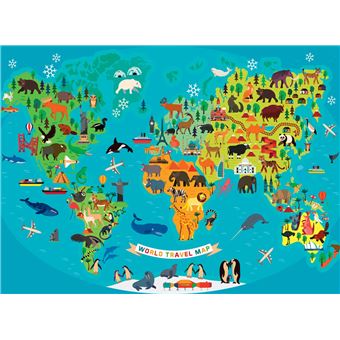 Puzzle 150 pièces XXL Ravensburger La carte du monde des animaux