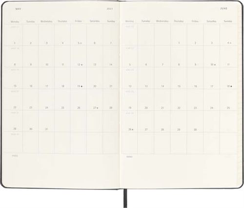 Agenda Moleskine 2022 - Semainier Horizontal - Couverture Rigide Noir - 13x21 Cm - 144 Pages Avec Autocollants