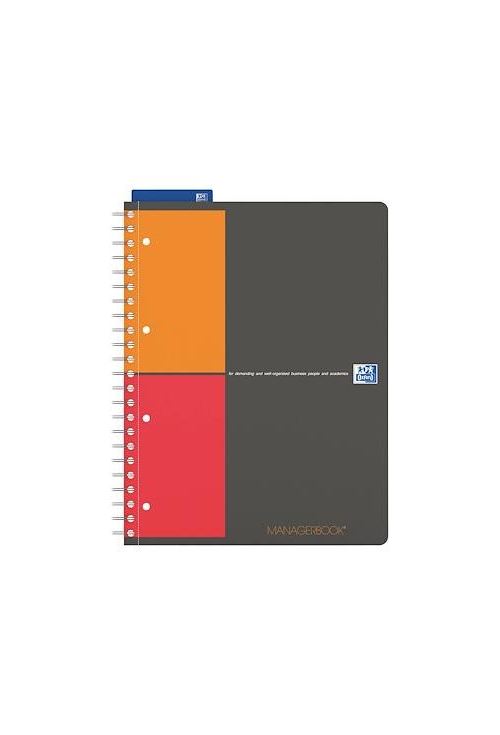 Cahier &agrave; spirales oxford manager book a4+ - 23 x 29,7 cm - 160 pages - gris - oxford