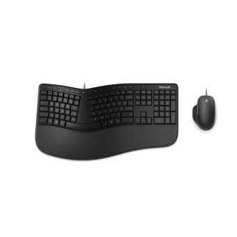 Ensemble clavier Noir et souris filaire ergonomique Noir Microsoft - 1