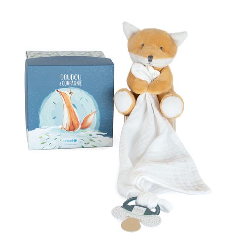 Pantin Renard Doudou et Compagnie Attache sucette Unicef
