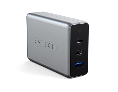 Chargeur Secteur Satechi 100W 2 ports USB-C + 1 port USB-A Gris