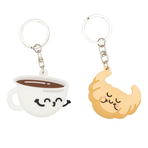MRWONDER SET 2 PORTE CLEFS CAFE CROISSAN