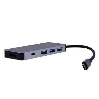 Hub USB-C T'nB 6 en 1 IClick Gris sidéral