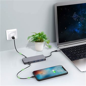 Hub USB-C T'nB 6 en 1 IClick Gris sidéral