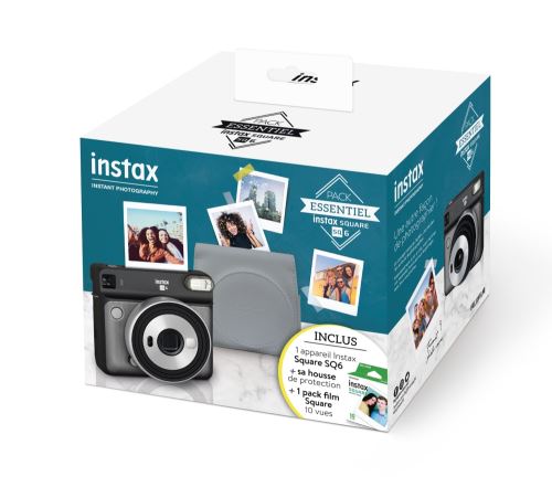 Pack Essentiel Appareil photo instantané Fujifilm Instax Square SQ6 Gris + Pack film Fujifilm Instax