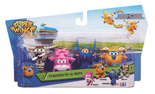 Pack de 4 figurines Super Wings Jerome Donnie Dizzy et Bello 5 cm