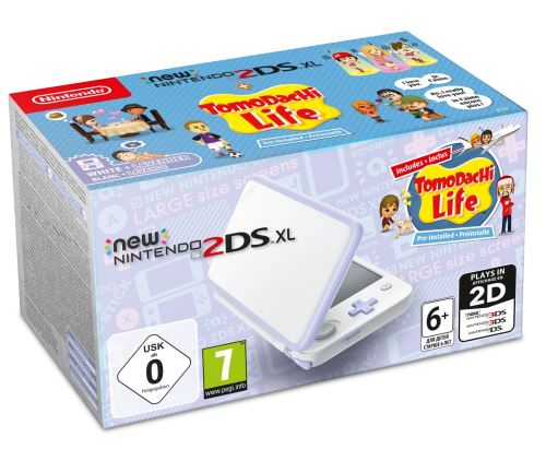 Console New Nintendo 2DS XL Blanc et Lavande avec TomoDacHi Life présinstallé