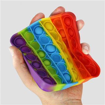 Jeu Pop It Fidget Push Bubble Carré arc-en-ciel