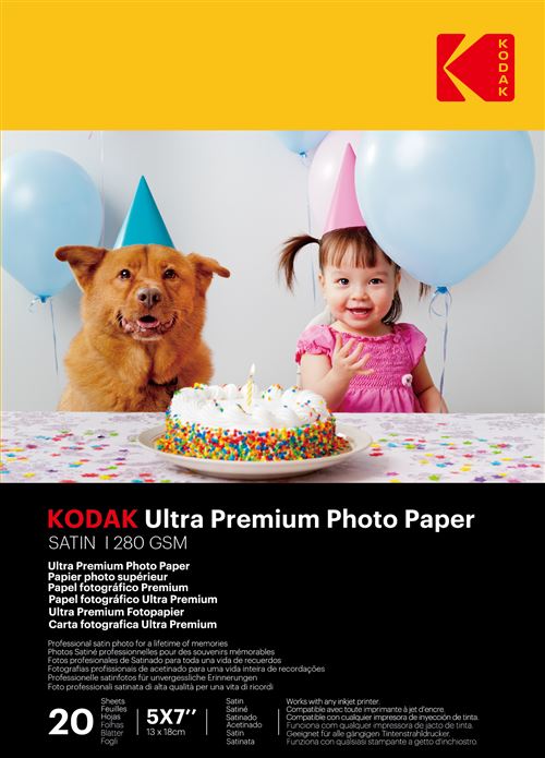 Pack de 20 papiers photo supérieur Kodak Ultra Premium 13x18cm Finition satinée