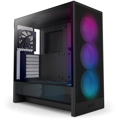 Boîtier PC NZXT H5 FLOW moyen tour noir RGB avec panneau latéral verre trempé