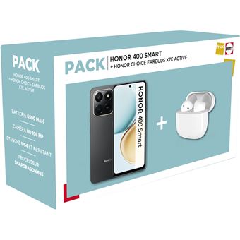 Bundle - Honor 400 Smart - Dual-Nano-SIM - 128 GB - Velvet Black + Honor Choice X7E Active - In-Ear-Kopfhörer - 1