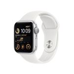 Apple Watch SE GPS 2ème génération, boîtier Aluminium Argent 40mm avec Bracelet Sport Blanc