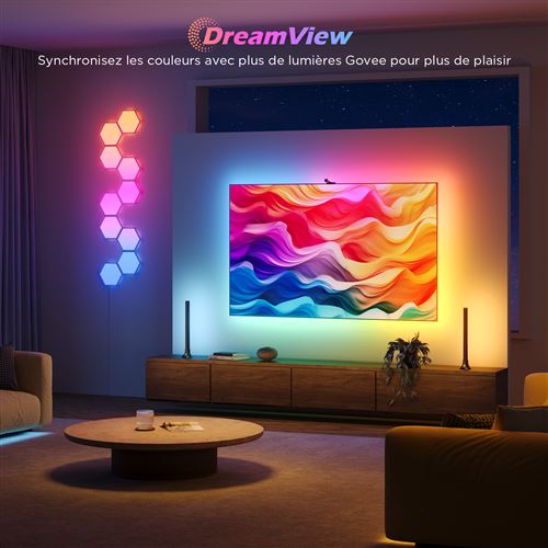 Govee T2 Envisual avec Double Caméras, Rétroéclairage LED RGBIC Wi-FI 3,6m pour Téléviseurs 55-65 Pouces, Double Perles Lumineuses, s'adapte aux TV Ultra-Fins