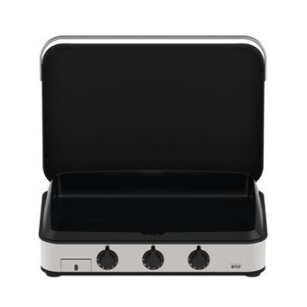 Plancha Eno Sign 80 Gaz 3 brûleurs avec capot 4800 W Noir et Inox